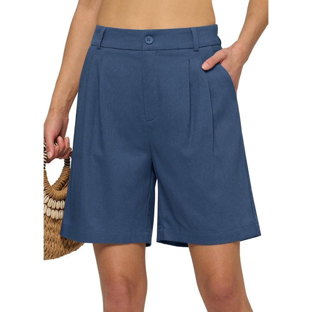 Women's Linen Shorts Wide Leg High Waisted Pockets Casual Summer Plus Size